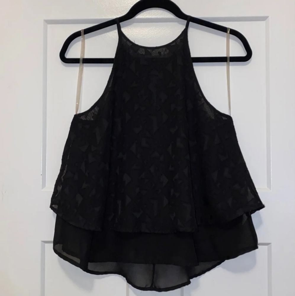 Flowy halter high neck chiffon tank top